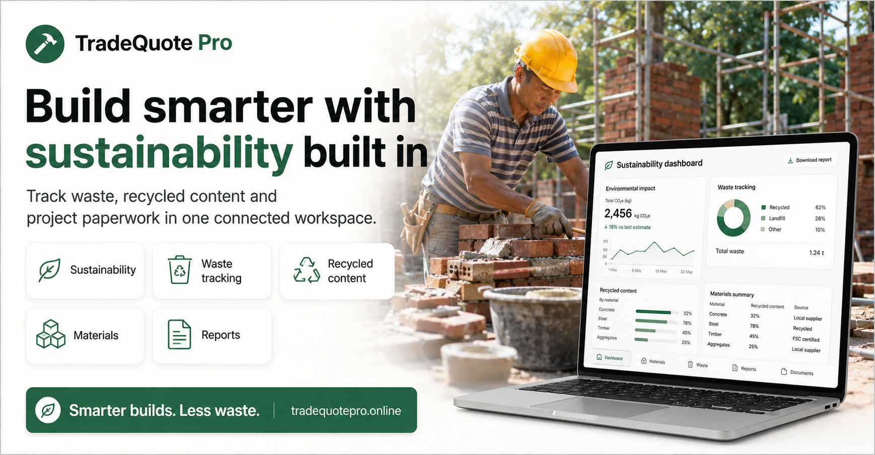 TradeQuote Pro sustainability built in graphic
