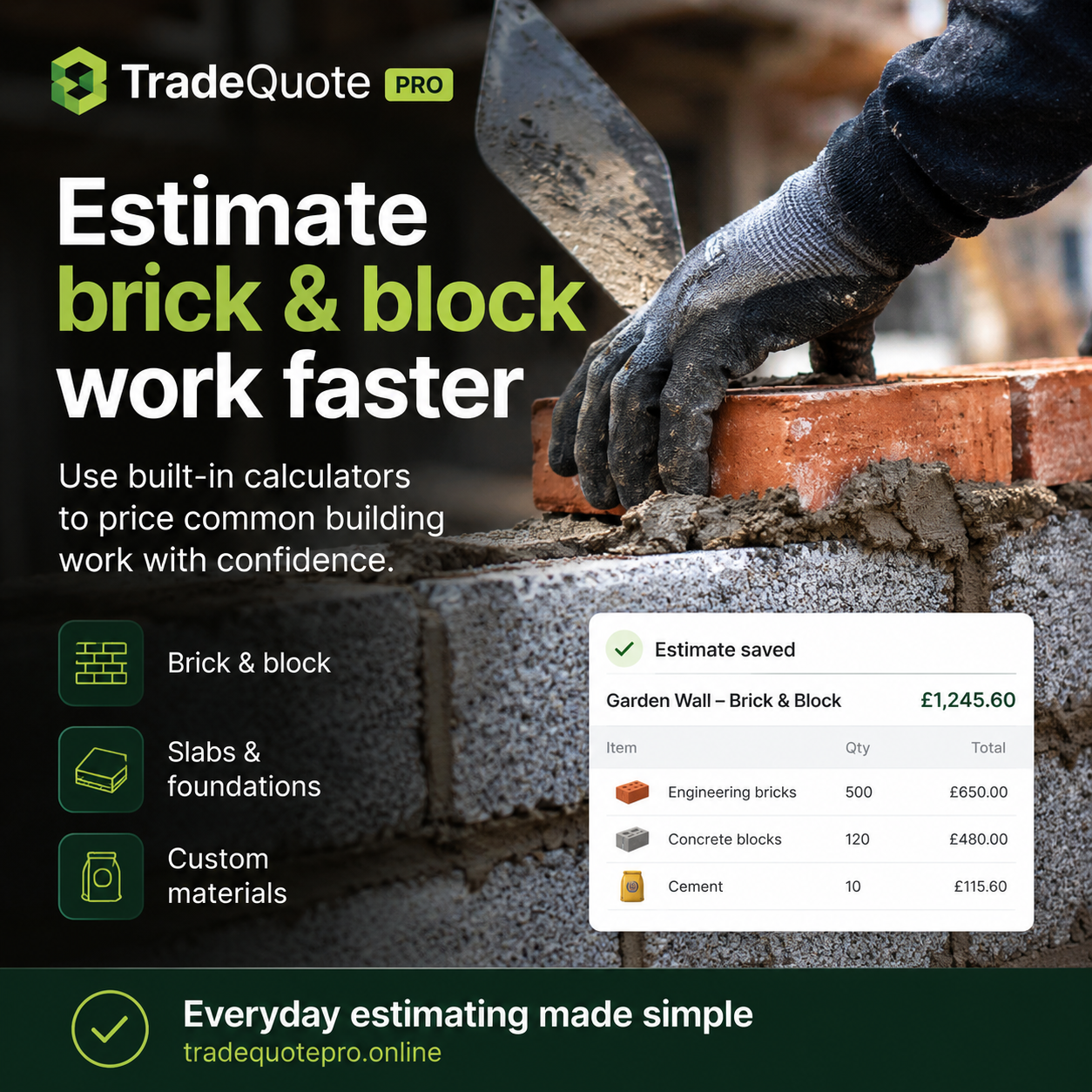 Estimate brick and block work