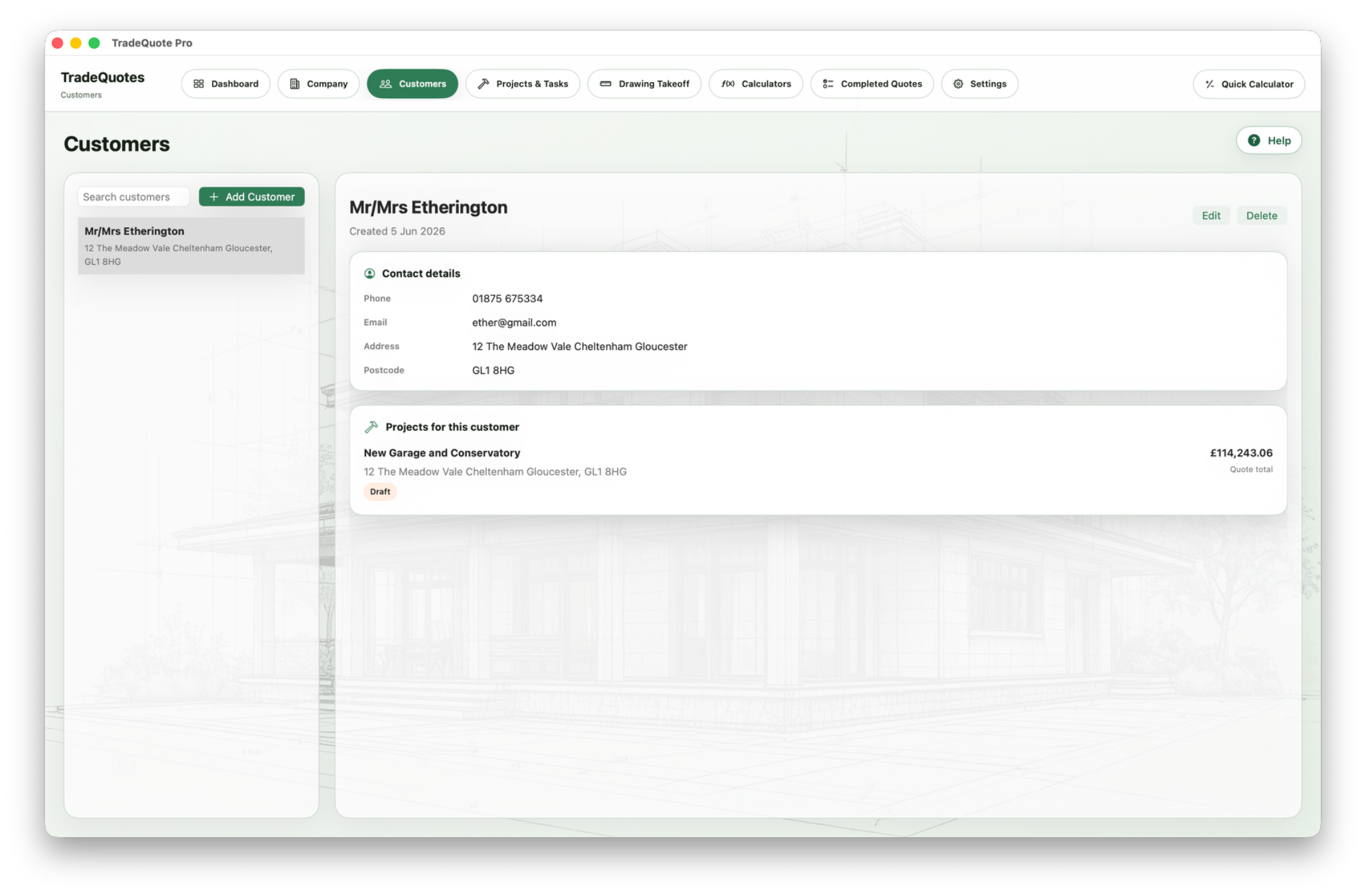 TradeQuote Pro Customers screenshot