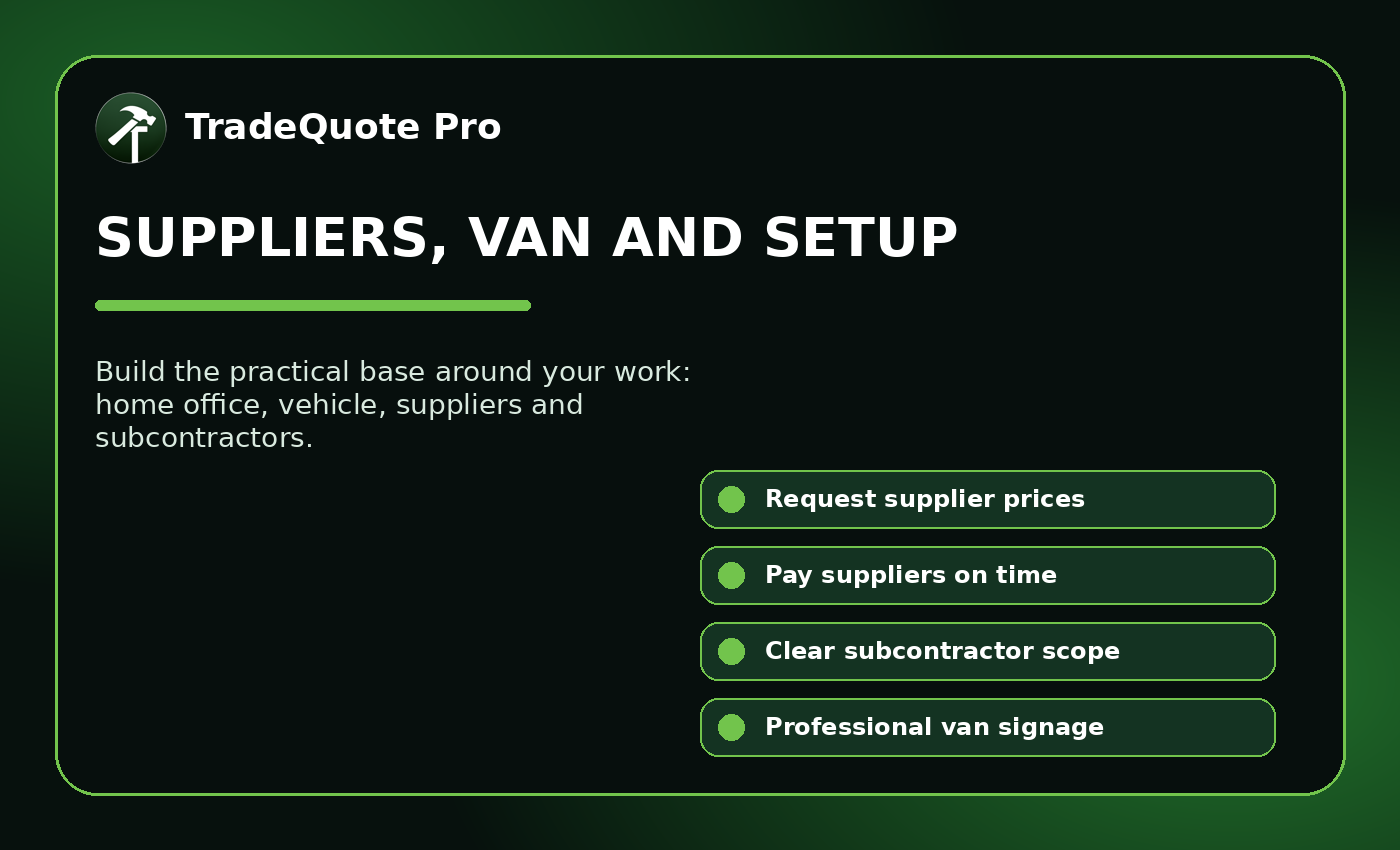 TradeQuote Pro suppliers vehicle and setup graphic