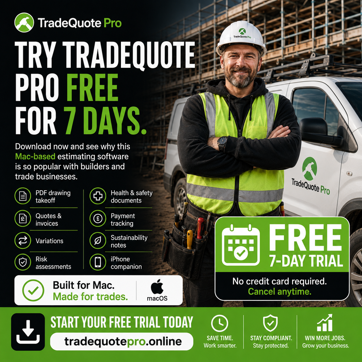 TradeQuote Pro advert promoting a free 7 day trial